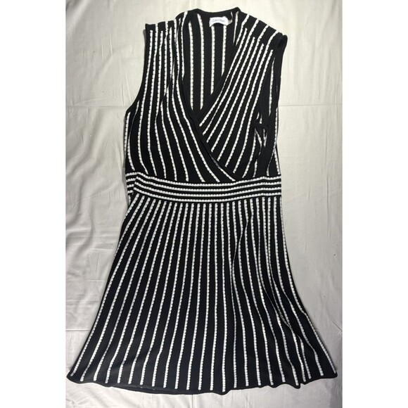 Calvin Klein Dresses & Skirts - Calvin Klein Women's Black White Striped Fit and Flare Dress Size XL
